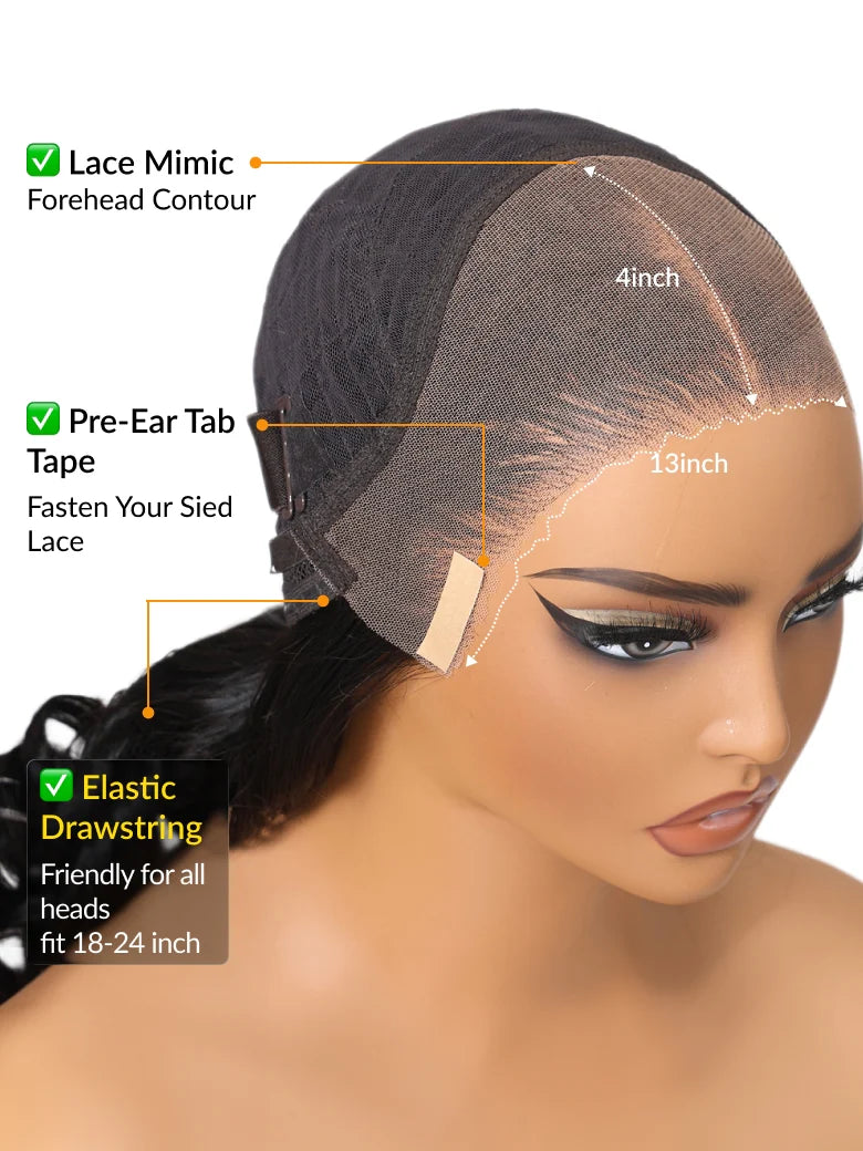 Balayage Highlight Glueless Body Wave 7x5 / 13x4 Lace Front Human Hair Wigs with Invisi Drawstring Put On and Go