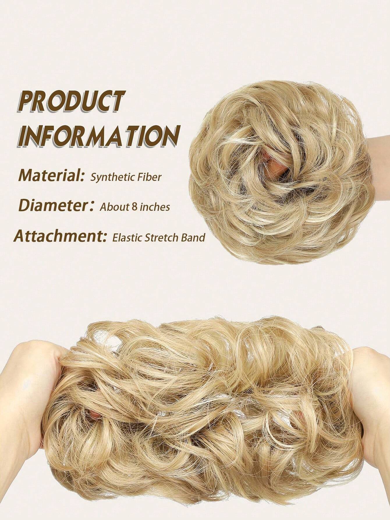 Large Messy Bun Hair Piece Wavy Curly Scrunchies Synthetic Chignon Ponytail Hair Extensions Thick Updo Hairpieces for Women Dirty Blonde