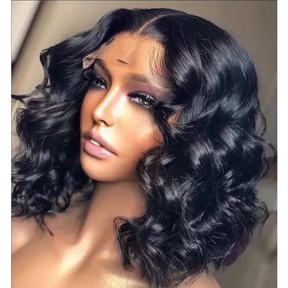 Short Bob Wigs Loose Wave Wear Go Glueless Pre Cut Lace 13x4 Transparent Lace Front Human Hair