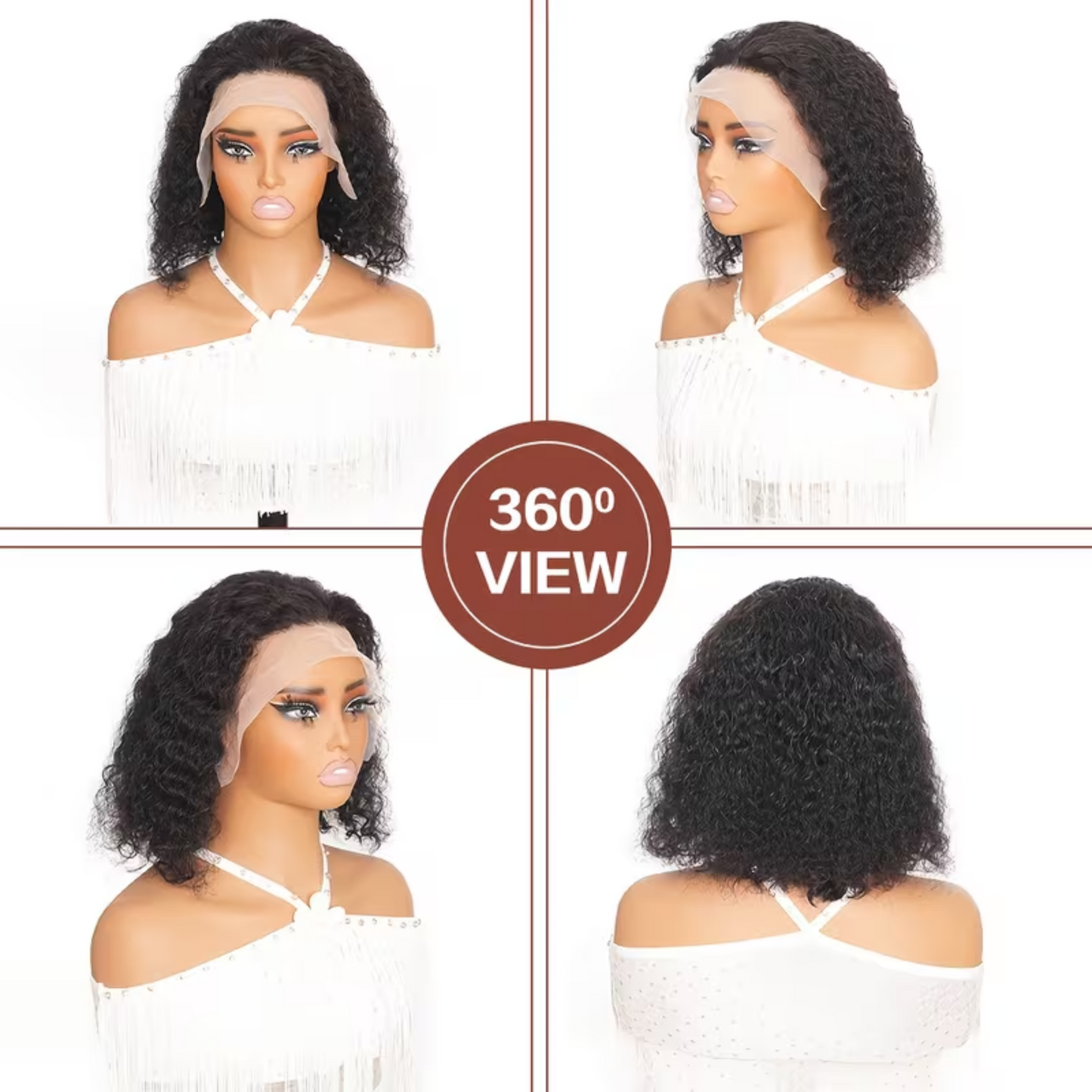 Bob Wig Human Hair Wear Go Glueless Wigs 13x4 Deep Wave Lace Front Closure Wigs Natural Black 14 Inch