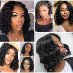 Short Bob Wigs Loose Wave Wear Go Glueless Pre Cut Lace 13x4 Transparent Lace Front Human Hair
