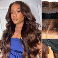 Chocolate Brown 7X5 Lace Glueless Body Wave Wigs Layered Cut Face Framing Wear Go Wig Human Hair Wig
