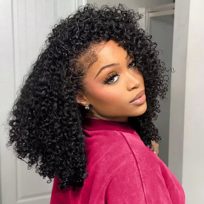 Bob Wig Human Hair Wear Go Glueless Wigs 13x4 Deep Wave Lace Front Closure Wigs Natural Black 14 Inch