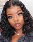 Deep Wave Short Bob Wig Curly Lace Front Wig Glueless 13x4 Human Hair Wear Go Wigs Natural Black