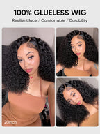 Ready To Go  250% Density Popping Short Bob Cut Curly Glueless HD Lace Front Wigs Human Hair Wigs