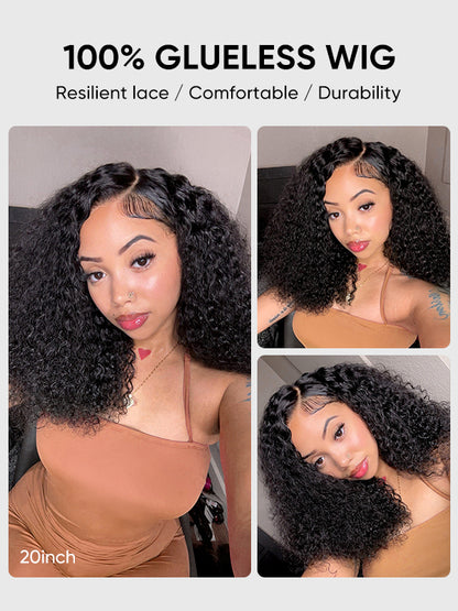 Ready To Go  250% Density Popping Short Bob Cut Curly Glueless HD Lace Front Wigs Human Hair Wigs