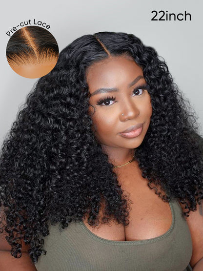 Ready To Go  250% Density Popping Short Bob Cut Curly Glueless HD Lace Front Wigs Human Hair Wigs