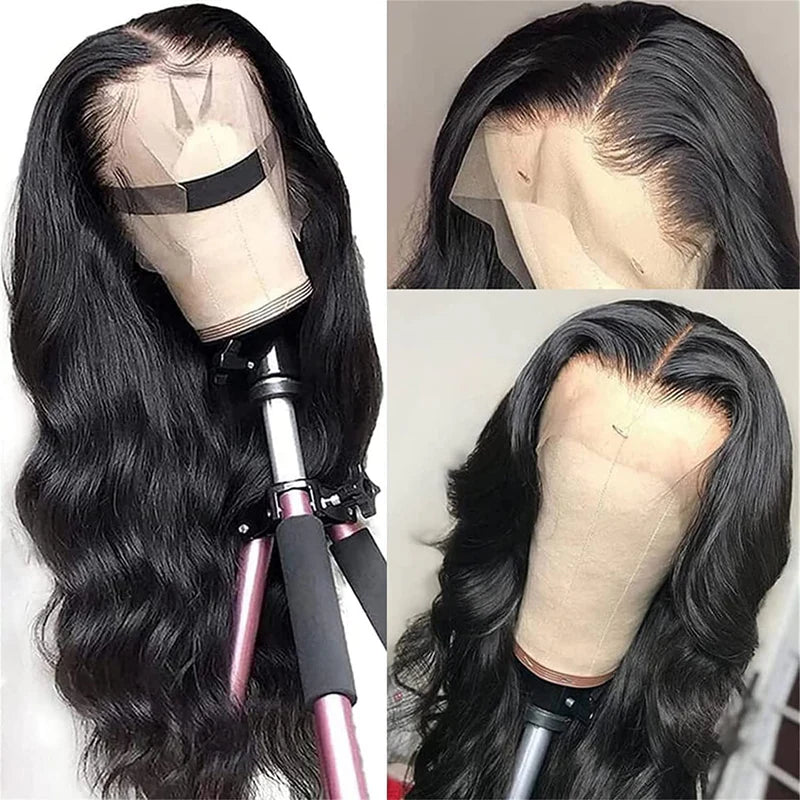 Human Hair Body Wave 13x4 Lace Frontal Glueless Wig Pre Plucked with Baby Hair Brazilian Real Hair Natural Color