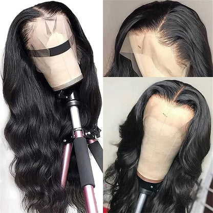 Human Hair Body Wave 13x4 Lace Frontal Glueless Wig Pre Plucked with Baby Hair Brazilian Real Hair Natural Color