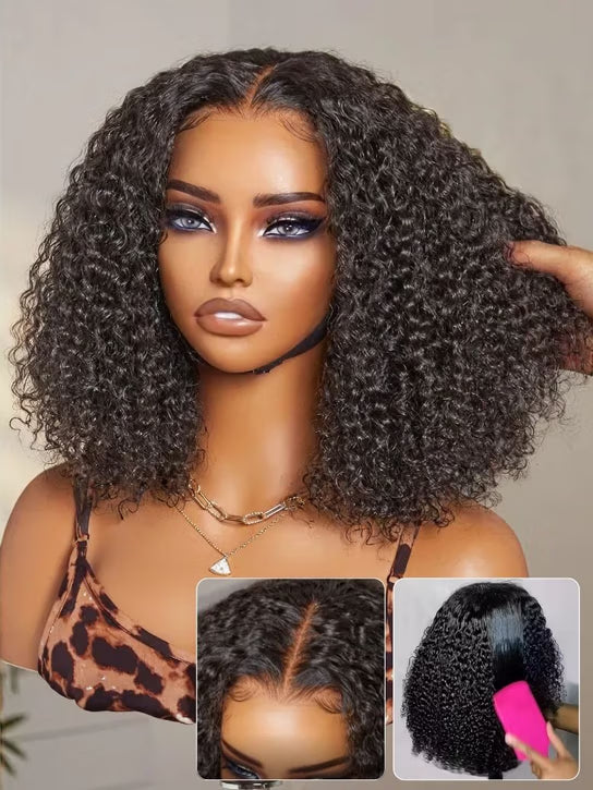 7x5 Bye Bye Knots Kinky Curly Wig Put On and Go Pre Cut Lace Lace Closure Premium Glueless Human Hair Wigs with Drawstring