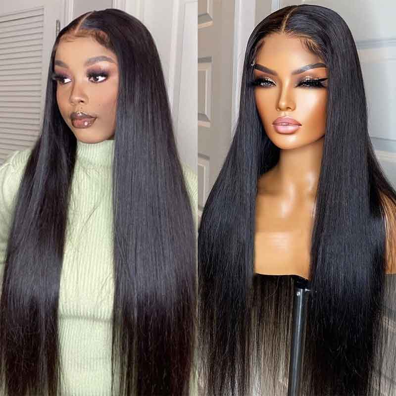 Super Natural Hairline Glueless Wig Silky Straight 13x4 Frontal Lace Ready To Go Human Hair Pre-Cut Lace