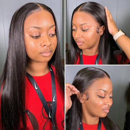 Super Natural Hairline Glueless Wig Silky Straight 13x4 Frontal Lace Ready To Go Human Hair Pre-Cut Lace