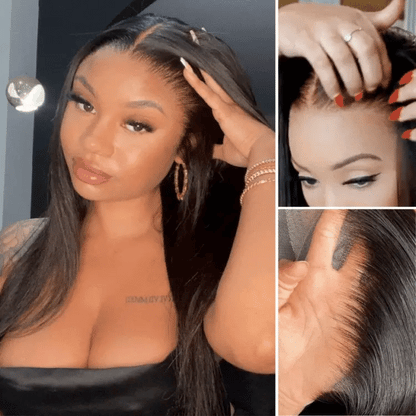 Super Natural Hairline Glueless Wig Silky Straight 13x4 Frontal Lace Ready To Go Human Hair Pre-Cut Lace