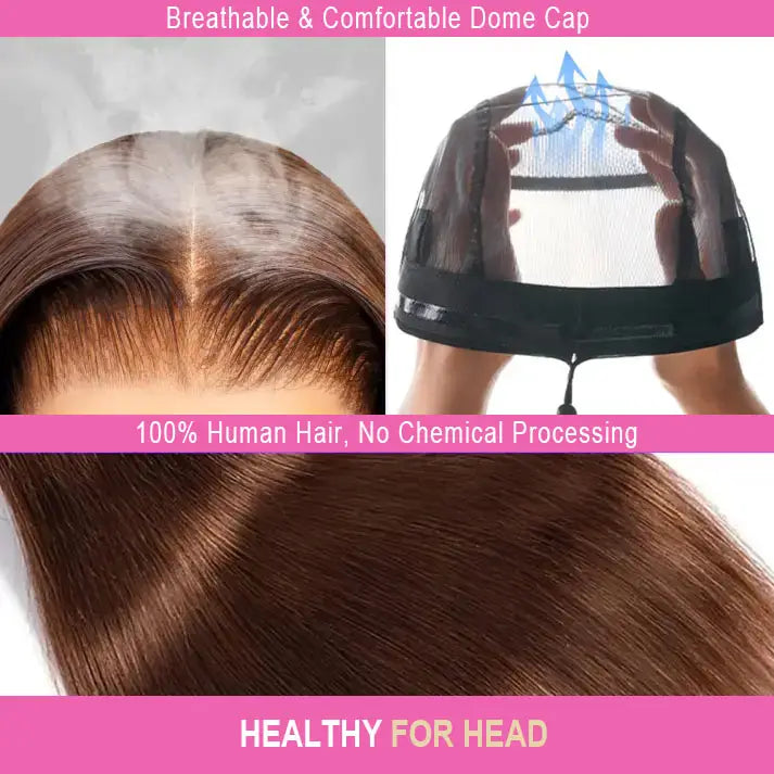 13x6 Three-Go™ Ash Blonde Ombre Glueless Wigs Silky Straight Loose Body Wave With Drawstring Pre Plucked 100% Human Hair Wig
