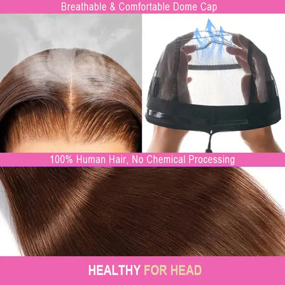 13x6 Three-Go™ Ash Blonde Ombre Glueless Wigs Silky Straight Loose Body Wave With Drawstring Pre Plucked 100% Human Hair Wig
