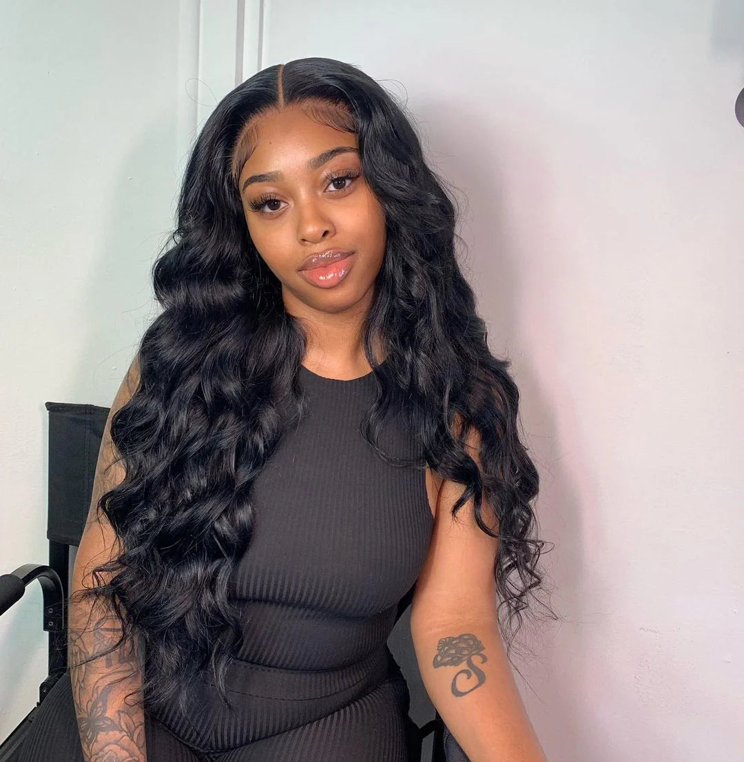 Human Hair Body Wave 13x4 Lace Frontal Glueless Wig Pre Plucked with Baby Hair Brazilian Real Hair Natural Color