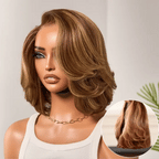 Blonde Highlight Short Layered Bob Wig Wear Go Glueless 13x4 Lace Front Pre-Cut Human Hair Wig
