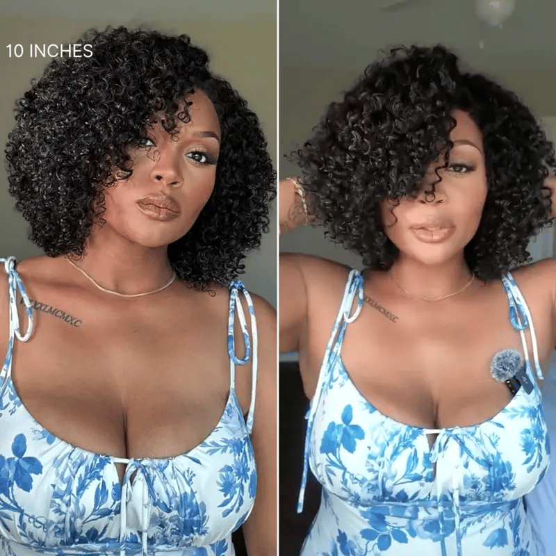 Trendy Short Cut Curly Minimalist Pre-Cut HD Lace Glueless Side Part Frontal Bob Wig  Human Hair 150% Density