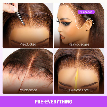 Chocolate Brown 7X5 Lace Glueless Body Wave Wigs Layered Cut Face Framing Wear Go Wig Human Hair Wig