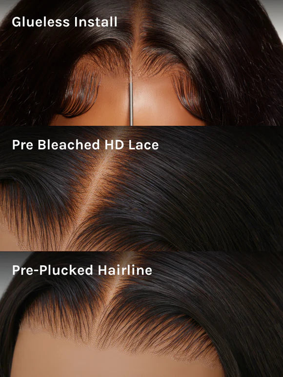 Elegant 7x5 Pre Cut Side-Part Yaki Straight Lace Part Glueless Drawstring Wig With Blowout Face-framing Feathered Layers Ready to Go Beginner Friendly