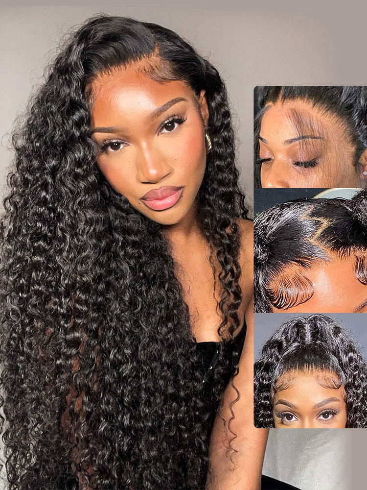 Deep Wave Curly Hair Wig 13x6 Lace Front Wig Human Hair Natural Color Curly Wigs