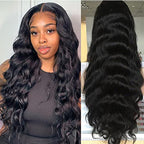 Human Hair Body Wave 13x4 Lace Frontal Glueless Wig Pre Plucked with Baby Hair Brazilian Real Hair Natural Color