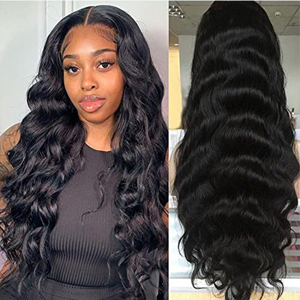 Human Hair Body Wave 13x4 Lace Frontal Glueless Wig Pre Plucked with Baby Hair Brazilian Real Hair Natural Color