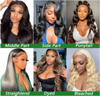 Lace Front Wig Human Hair 13x6 HD Body Wave Pre Plucked 180 Density 10A Glueless Wigs