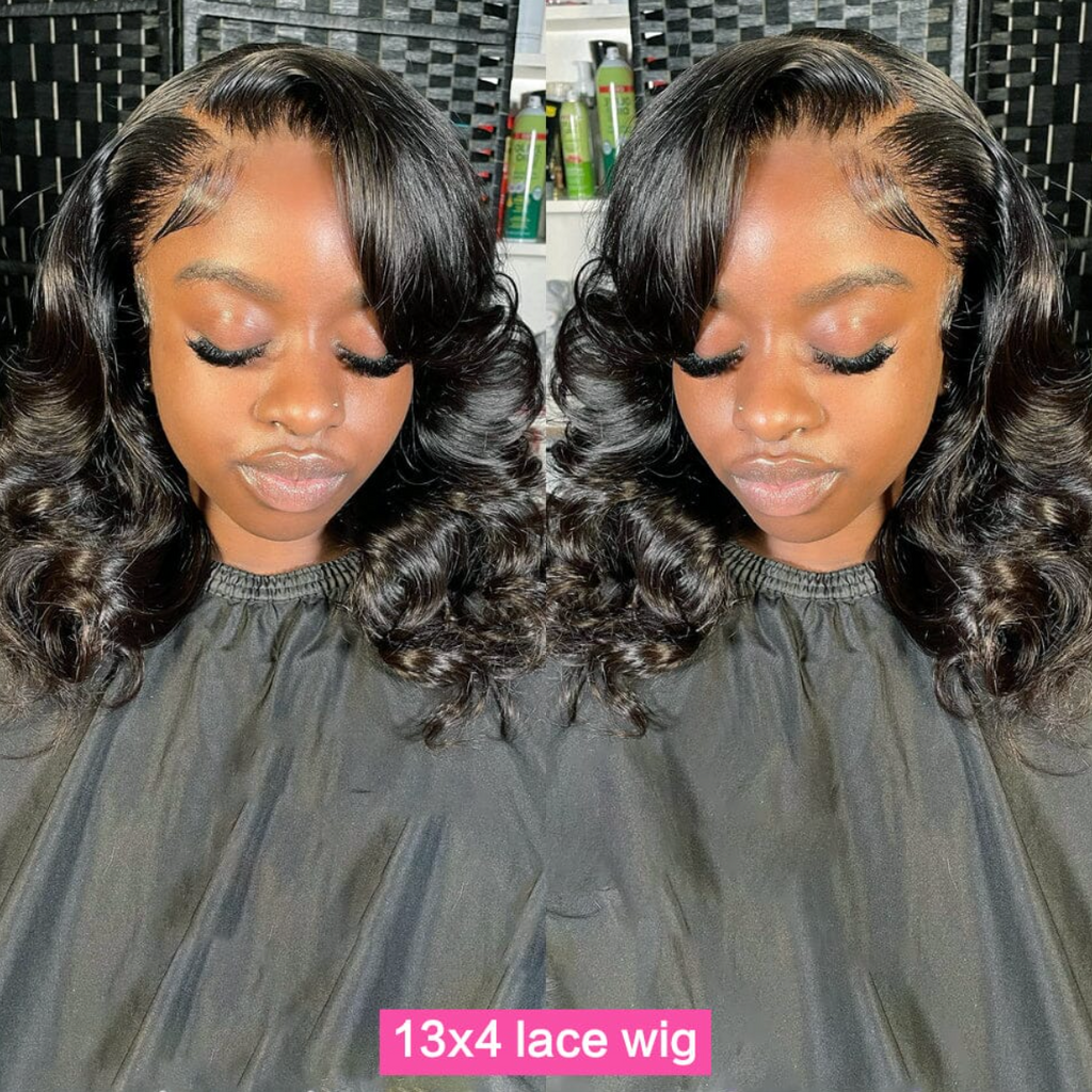 Body Wave 13x4 Lace Frontal Bob Wig Human Hair Remy Short Glueless Pre Cut Lace Wig