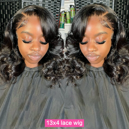 Body Wave 13x4 Lace Frontal Bob Wig Human Hair Remy Short Glueless Pre Cut Lace Wig