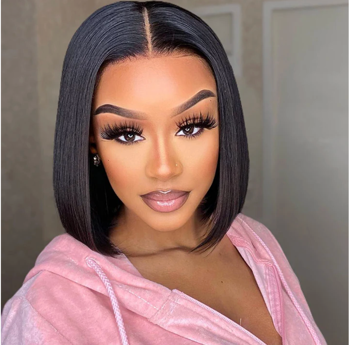 Super Natural Hairline Silky Short Bob Wig Human Hair Straight Bob Lace Human Hair Natural Black