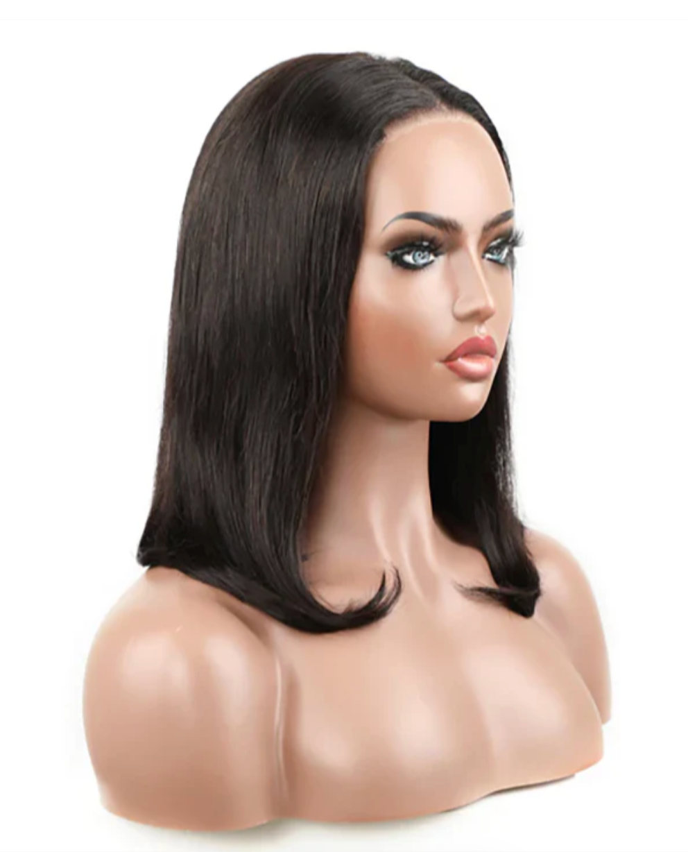 Super Natural Hairline Silky Short Bob Wig Human Hair Straight Bob Lace Human Hair Natural Black