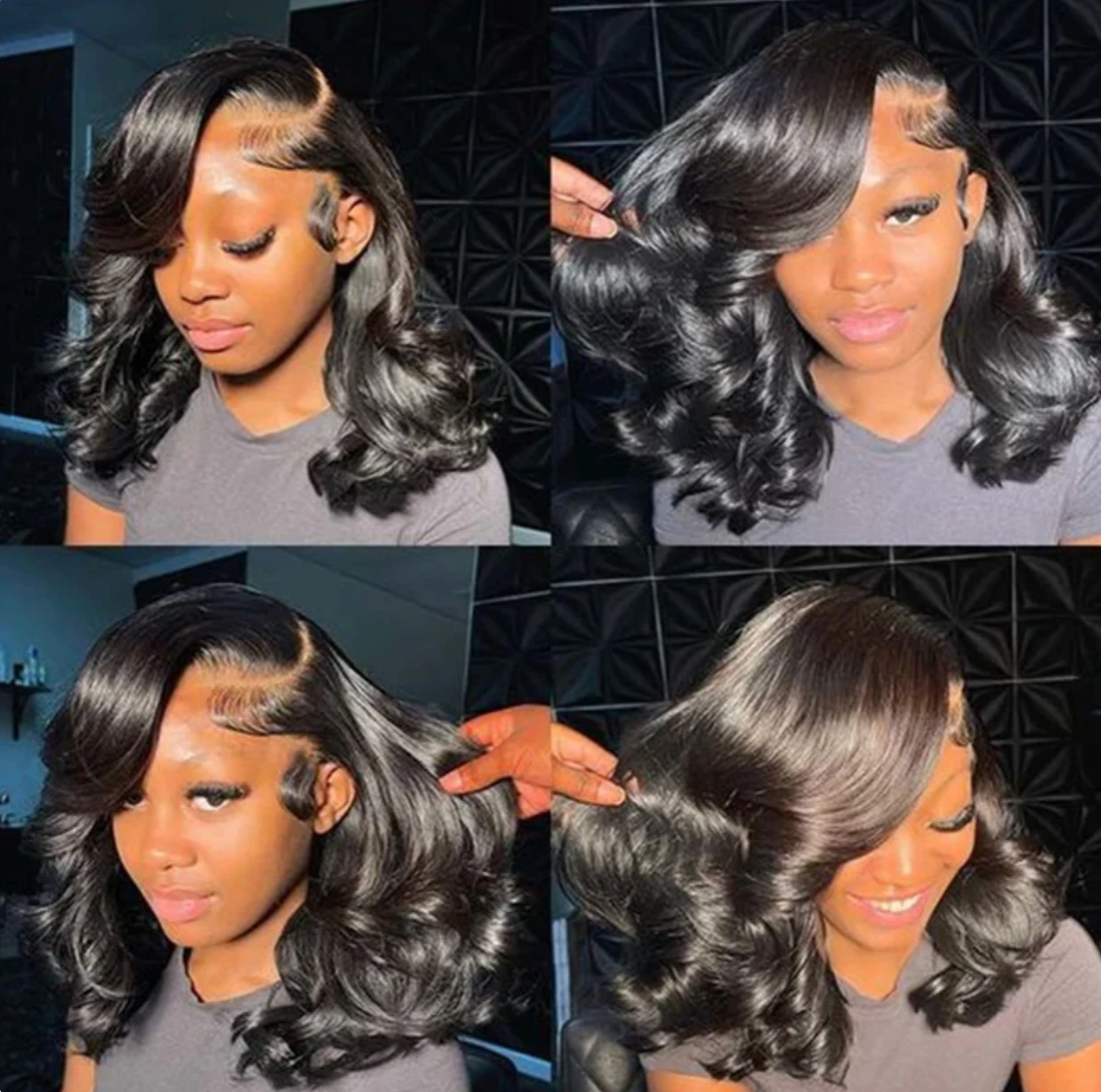 Body Wave 13x4 HD Lace Front Wigs Human Hair Glueless Bob Wigs Pre Plucked Natural Hairline Short Frontal Wig