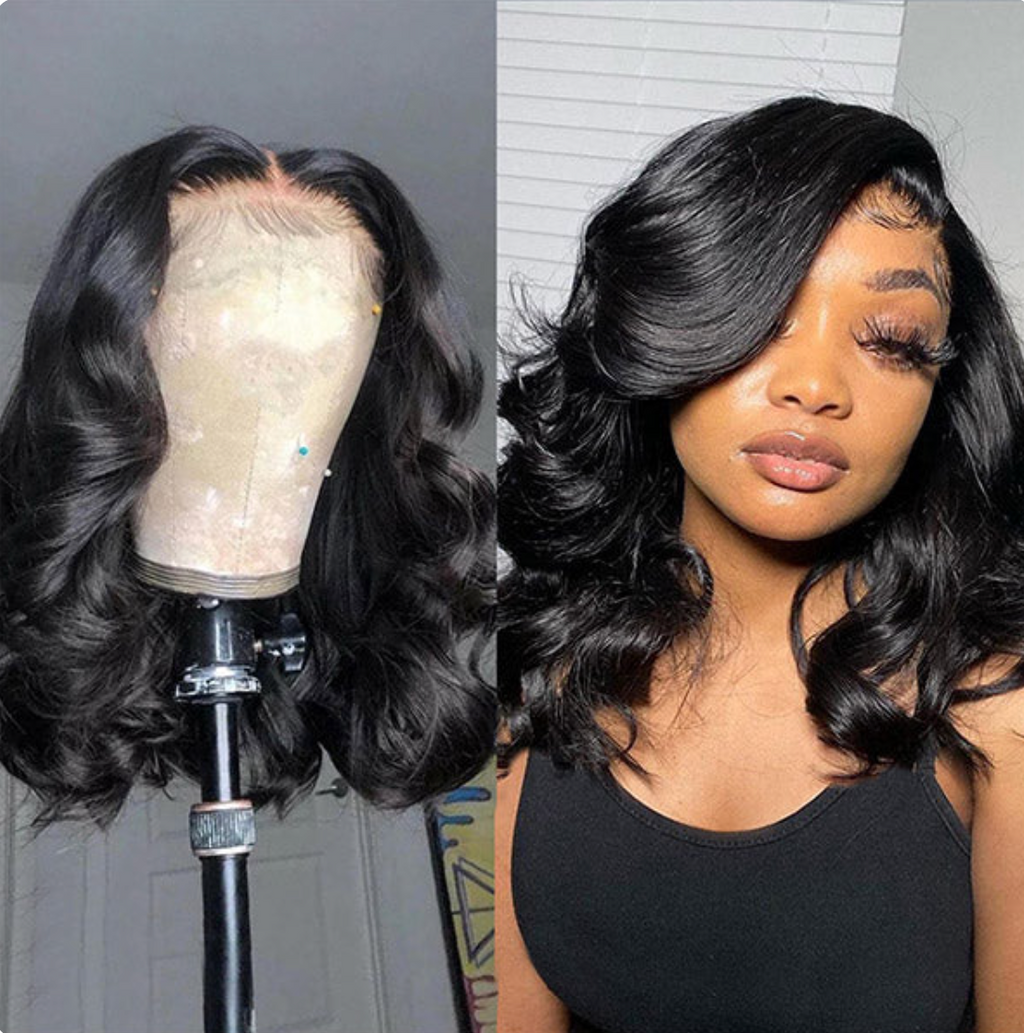 Body Wave 13x4 HD Lace Front Wigs Human Hair Glueless Bob Wigs Pre Plucked Natural Hairline Short Frontal Wig