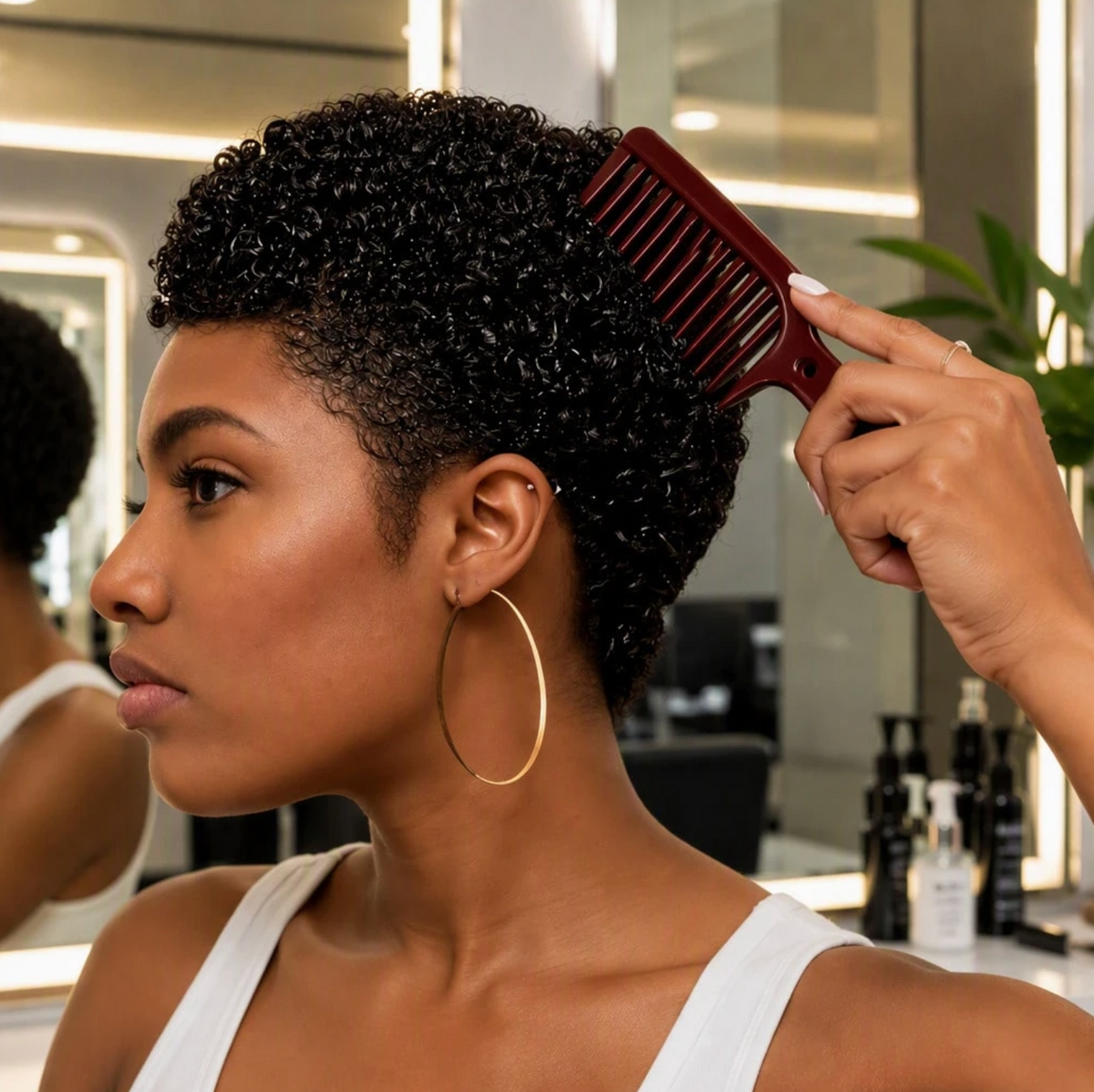 Natural Edges - Pixie Cut Short Kinky Curly Glueless Invisible Swiss Lace Wig Human Hair with HD Lace