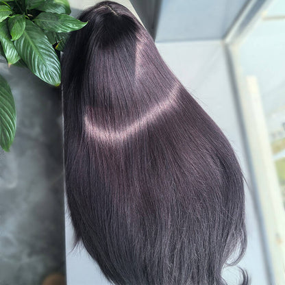Layer Cut  Blackcurrant Brunette 7x5 Lace Wear Go Glueless Human Hair Layered Straight Wig Dark Burgundy