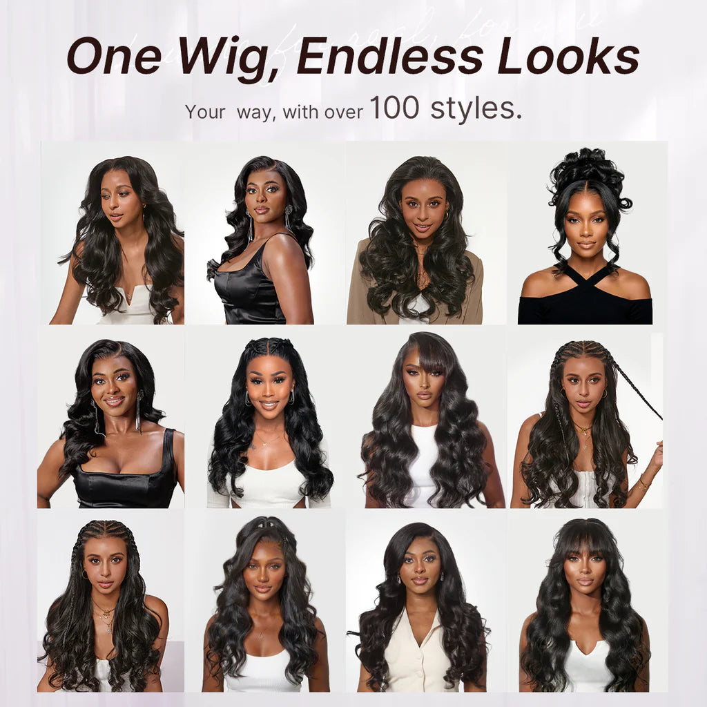 Boohair Glueless Wig 7x6 Closure HD Lace Loose Body Wave Long Wig Human Hair Pre-Cut Lace Natural Color 180% Density