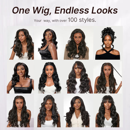 Boohair Glueless Wig 7x6 Closure HD Lace Loose Body Wave Long Wig Human Hair Pre-Cut Lace Natural Color 180% Density