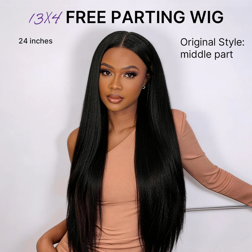 Super Natural Hairline Glueless Wig Silky Straight 13x4 Frontal Lace Ready To Go Human Hair Pre-Cut Lace