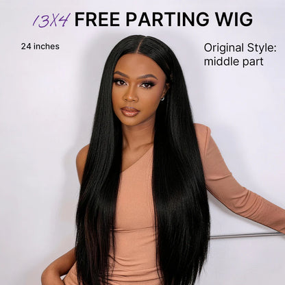 Super Natural Hairline Glueless Wig Silky Straight 13x4 Frontal Lace Ready To Go Human Hair Pre-Cut Lace