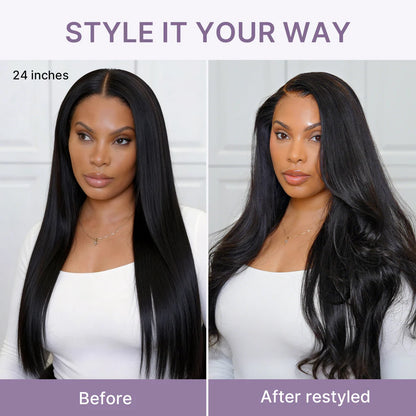Super Natural Hairline Glueless Wig Silky Straight 13x4 Frontal Lace Ready To Go Human Hair Pre-Cut Lace