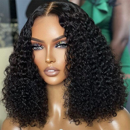 Short Curly Bob Wigs Brazilian Virgin Human Hair 13x4 Lace Front Wigs Kinky Curly Hair Pre Plucked with Baby Hair 150% Density (12inch, 13x4)