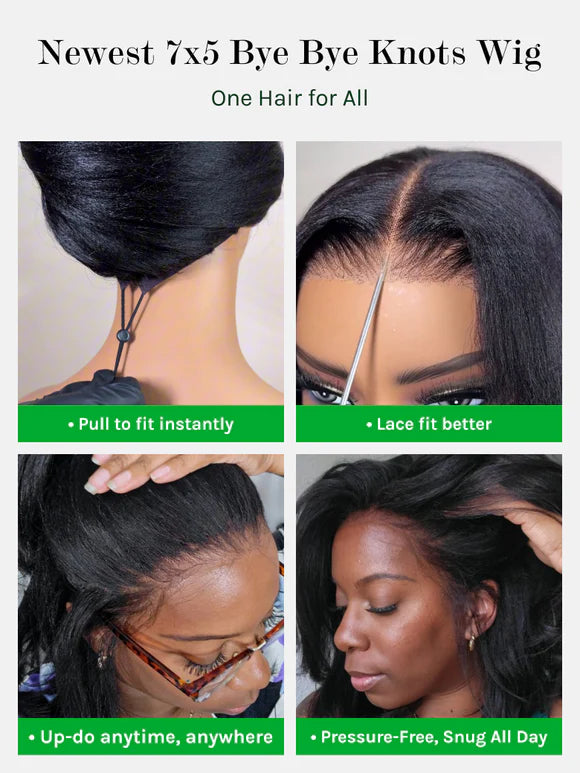 7x5 Glueless Wig Pre Cut 180% Density Wet And Wavy Water Wave Natural Black Invisible Knots Lace Frontal Wig Put On and Go