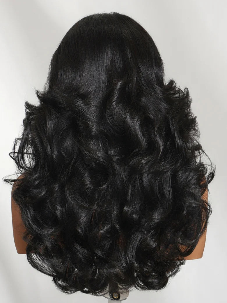 Pre Styled Efortless Chic Layer 7x5 Pre Cut Lace Frontal Wig 200% Density Face Framing Peacock Curls Glueless Ready To Wear Wig