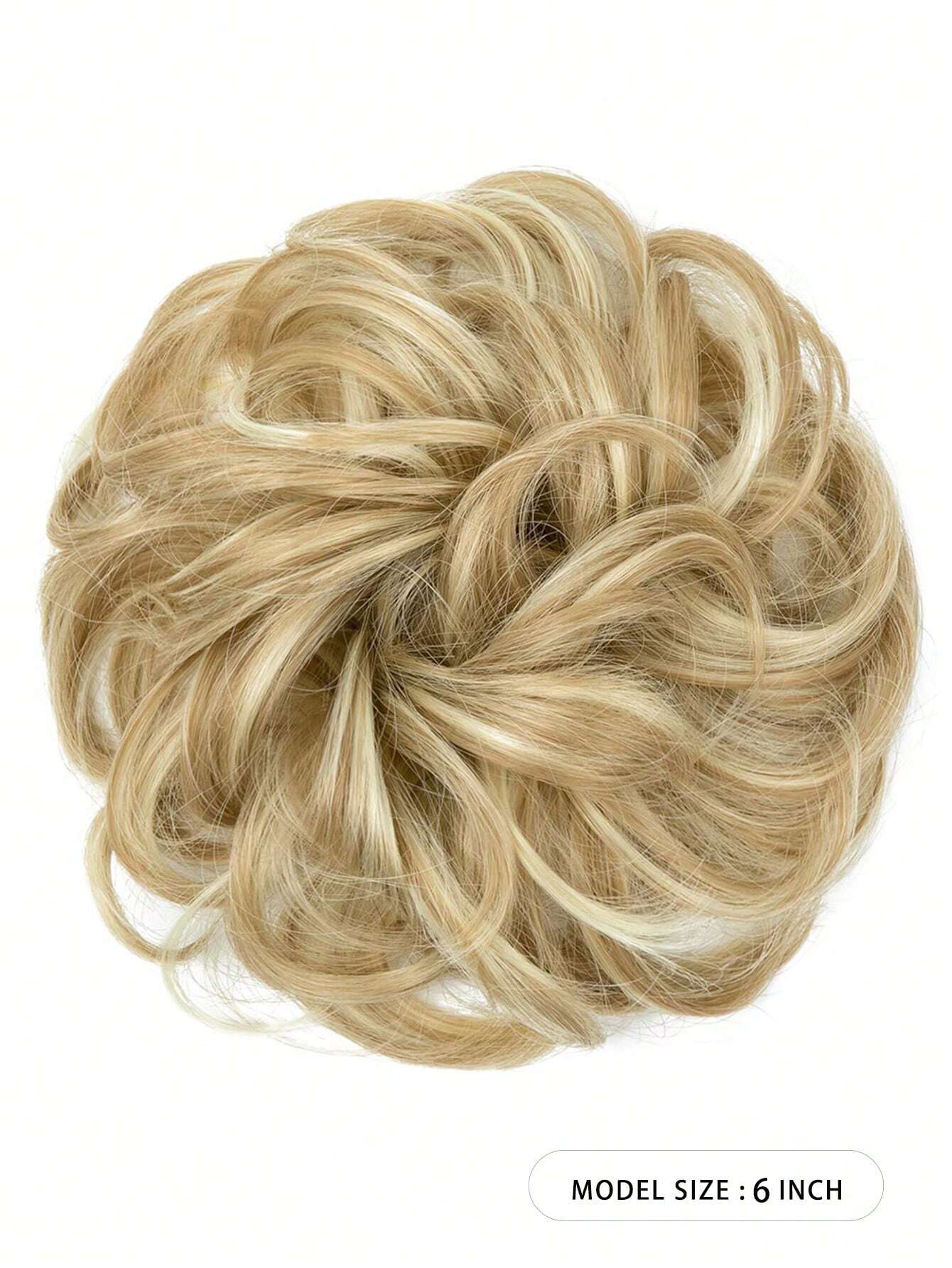 Large Messy Bun Hair Piece Wavy Curly Scrunchies Synthetic Chignon Ponytail Hair Extensions Thick Updo Hairpieces for Women Dirty Blonde