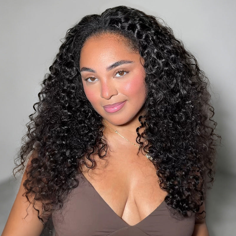 [WEAR GO HALF WIG] boohair New In Beach Curly Half Wig Seamless Flip Over Drawstring Glueless Wig Beginner Friendly