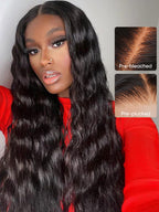 Natural Black Glueless Wig Loose Deep Human Hair 13x4 HD Lace Front Wigs