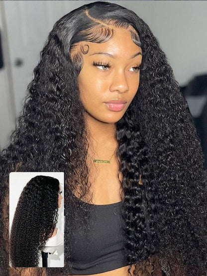 Deep Wave Curly Hair Wig 13x6 Lace Front Wig Human Hair Natural Color Curly Wigs