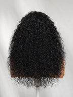 Curly Wave Wig With Bangs Natural Color Human Hair Glueless Wigs Low-Maintenance Wear Go