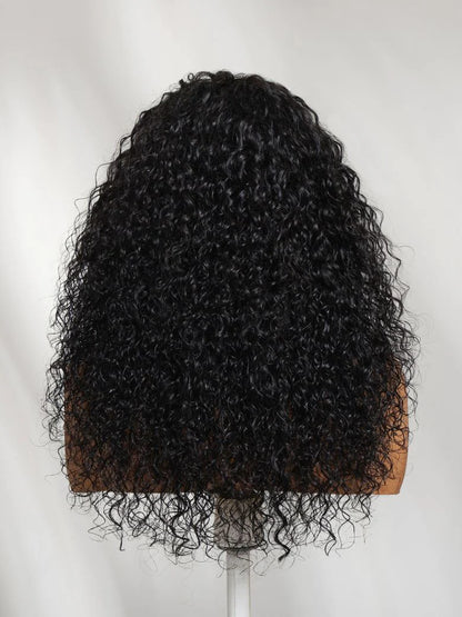 Curly Wave Wig With Bangs Natural Color Human Hair Glueless Wigs Low-Maintenance Wear Go